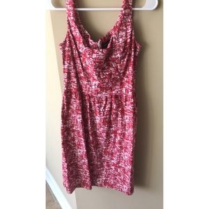 Red and white midi dress